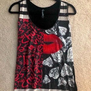 Desigual Sequin accented tank (size XL from Italy)